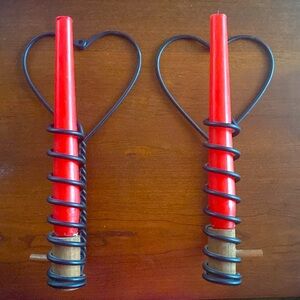 Lot of 2 Vintage spiral wrought iron courting Wall candle sconces